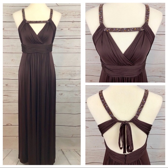 BCBG Dresses & Skirts - BCBGMaxazria Beaded Formal Backless Maxi Dress